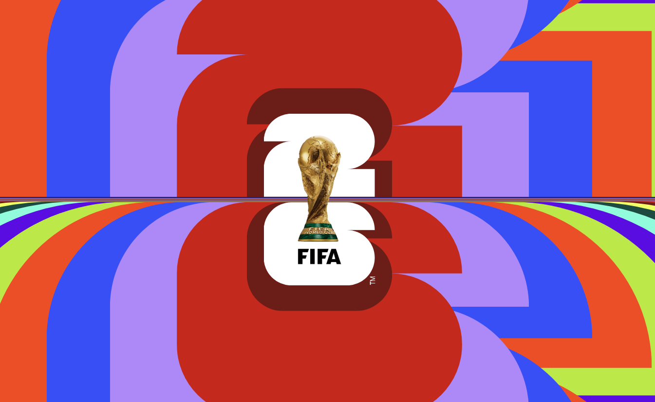 Animated CSS World Cup 2026 logo built from 47 stacked span layers forming the numerals 2 and 6, with a rainbow color cascade and a centered logo overlay