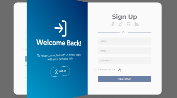3D Flip Login and Register Interface built with HTML CSS and JavaScript